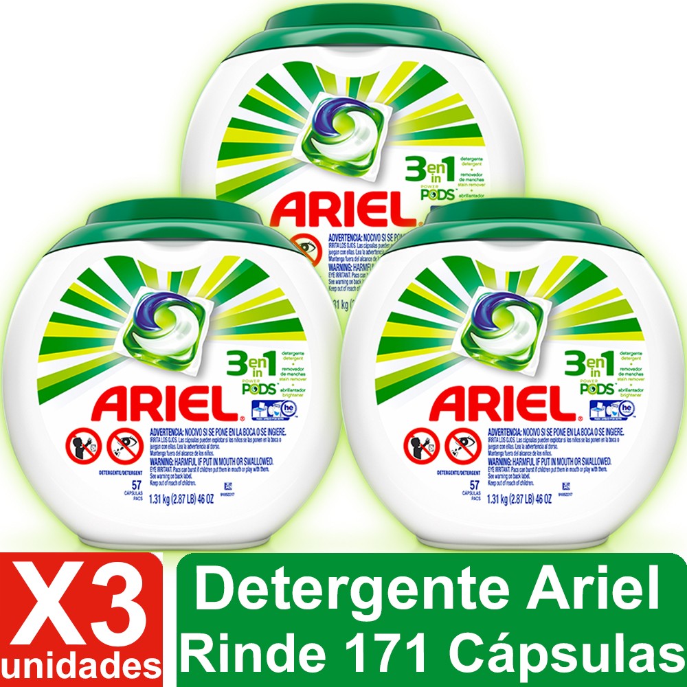 MultiLimpio - Detergente Ariel en Capsulas Pods Rinde 171 Cápsulas X3 Unid