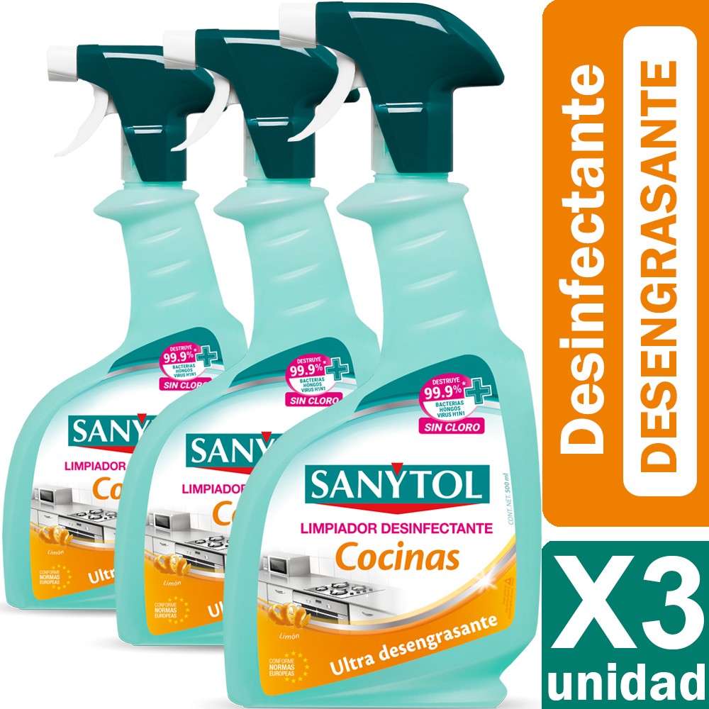 MultiLimpio - Limpiador Desinfectante Cocina Ultra Desengrasante Sanytol X3  Unid