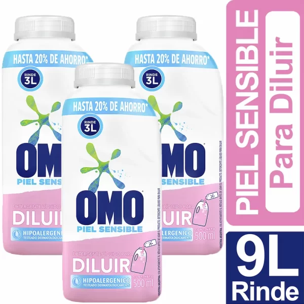 Detergente Líquido Omo Piel Sensible Para Diluir 3 unid