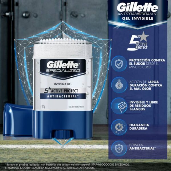 Gel Invisible Antitranspirante Gillette® Specialized Antibacterial
