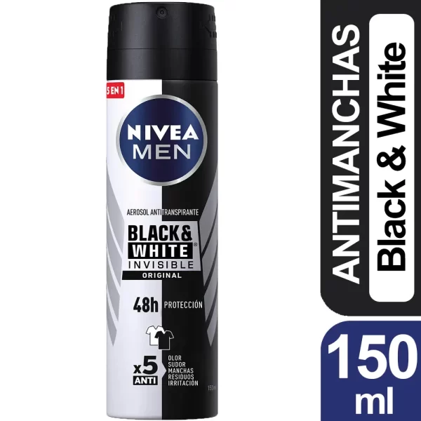 Desodorante Aerosol Hombre Nivea Men Black & White Invisible 150 ml