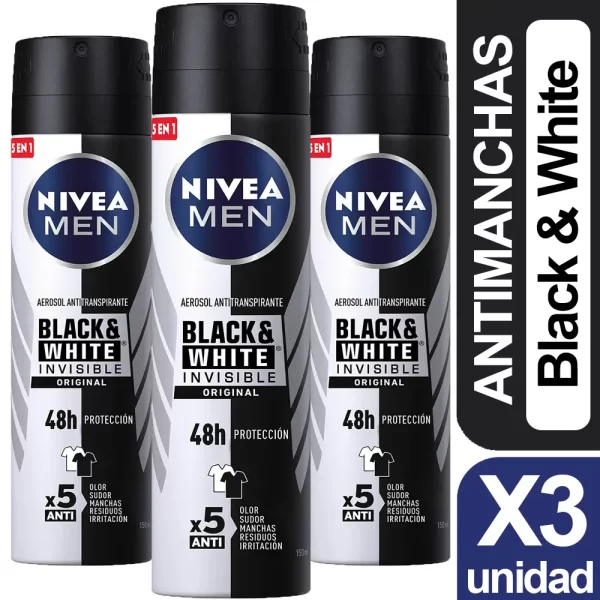 Desodorante Aerosol Hombre Nivea Men Black & White Invisible 150 ml