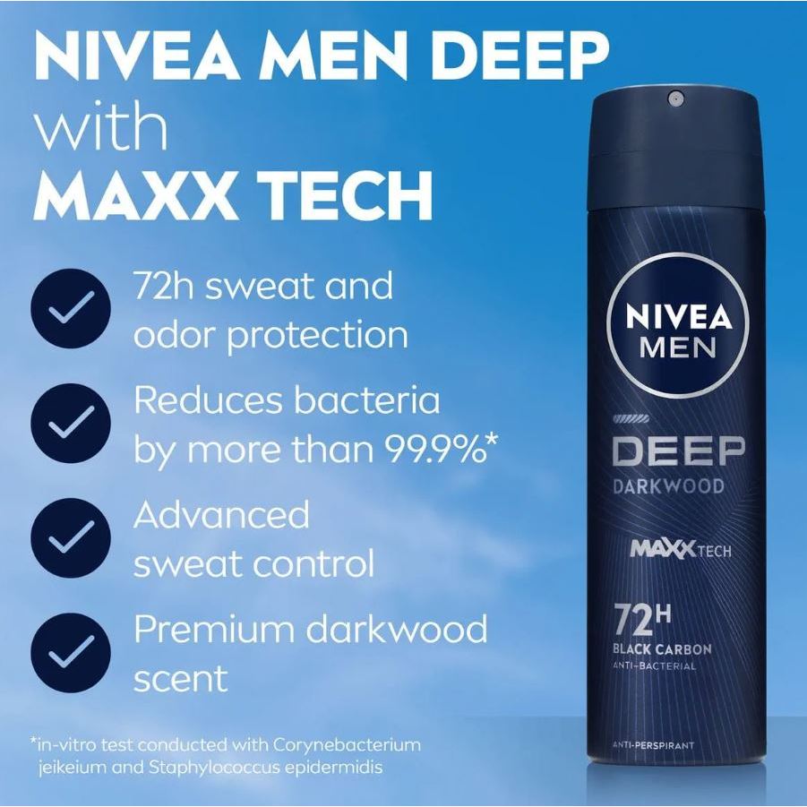 Nivea Desodorante Deep Darkwood Maxx X12 unid - Imagen 3